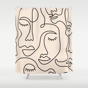 Abstract Art Shower Curtain Minimalist Faces Society6